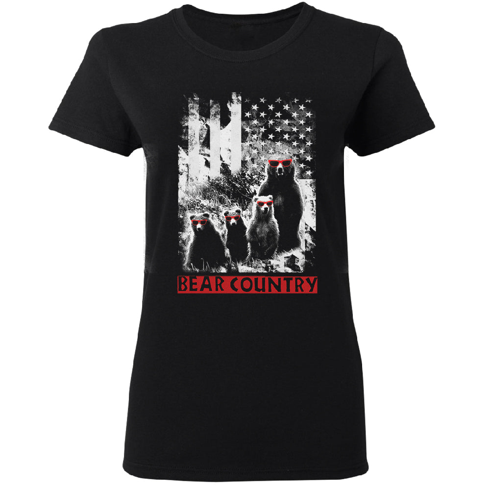 American Flag Bear Freedom Country Women's T-Shirt 