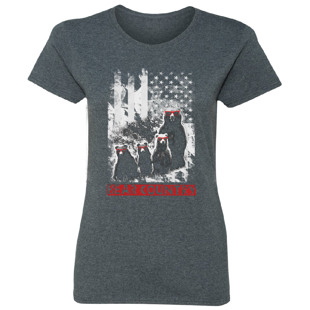 American Flag Bear Freedom Country Women's T-Shirt 
