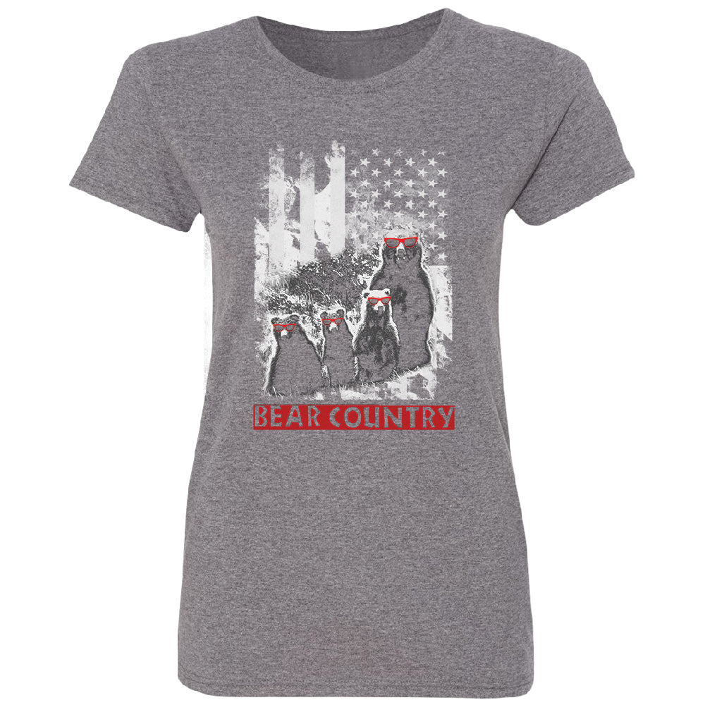 American Flag Bear Freedom Country Women's T-Shirt 