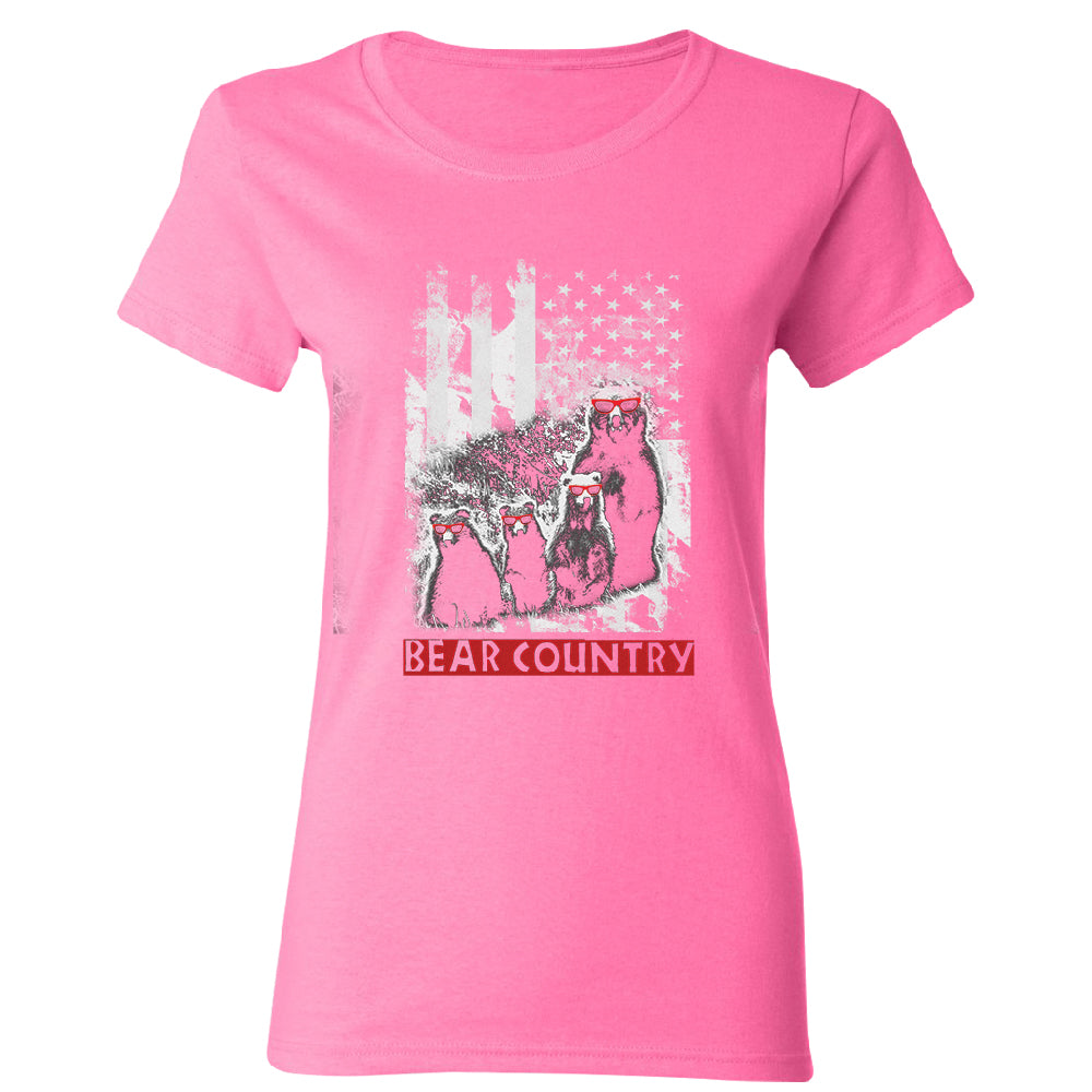 American Flag Bear Freedom Country Women's T-Shirt 