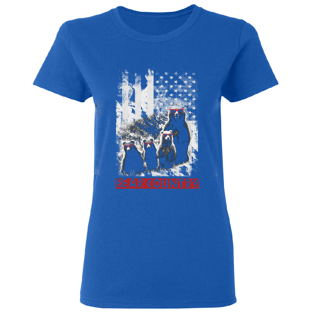 American Flag Bear Freedom Country Women's T-Shirt 
