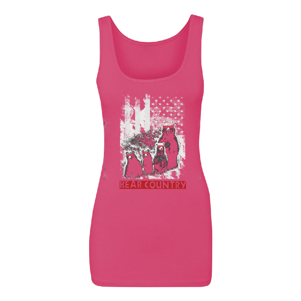 American Flag Bear Freedom Country Women's Tank Top 4th of July Shirt 