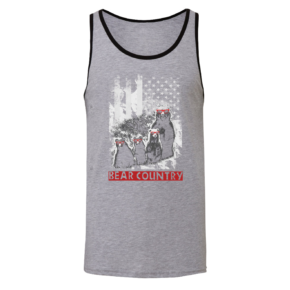 American Flag Bear Freedom Country Men's Tank Top 4th of July Shirt 