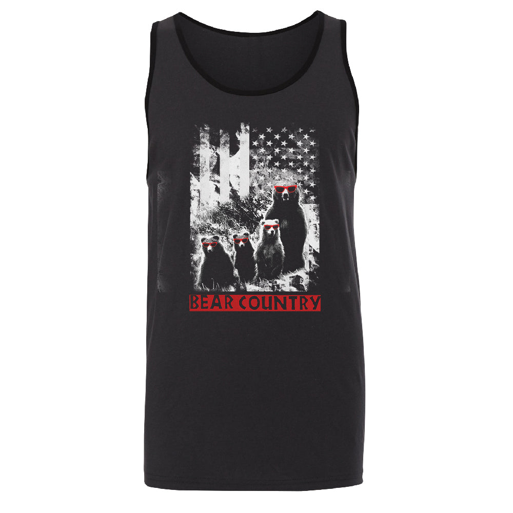 American Flag Bear Freedom Country Men's Tank Top 4th of July Shirt 
