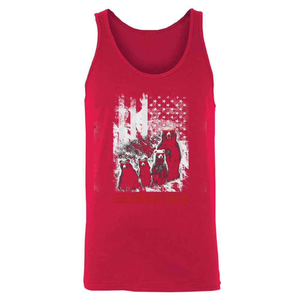 American Flag Bear Freedom Country Men's Tank Top 4th of July Shirt 