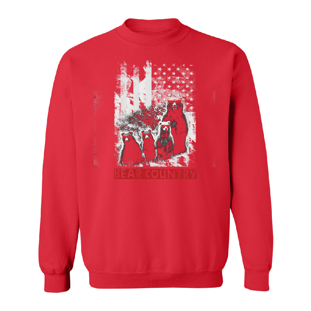 American Flag Bear Freedom Country Unisex Crewneck 4th of July Sweater 