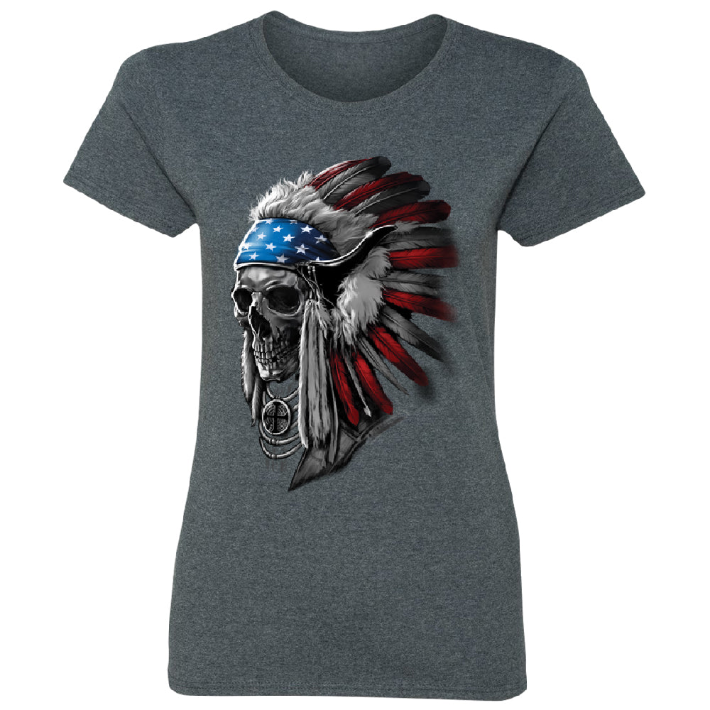 Patriotic Headdress Chief Skull Women's T-Shirt 