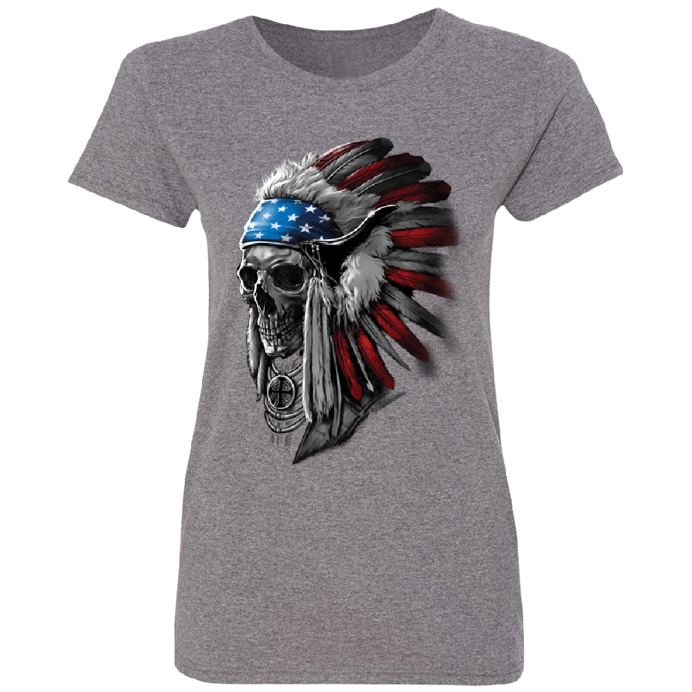 Patriotic Headdress Chief Skull Women's T-Shirt 