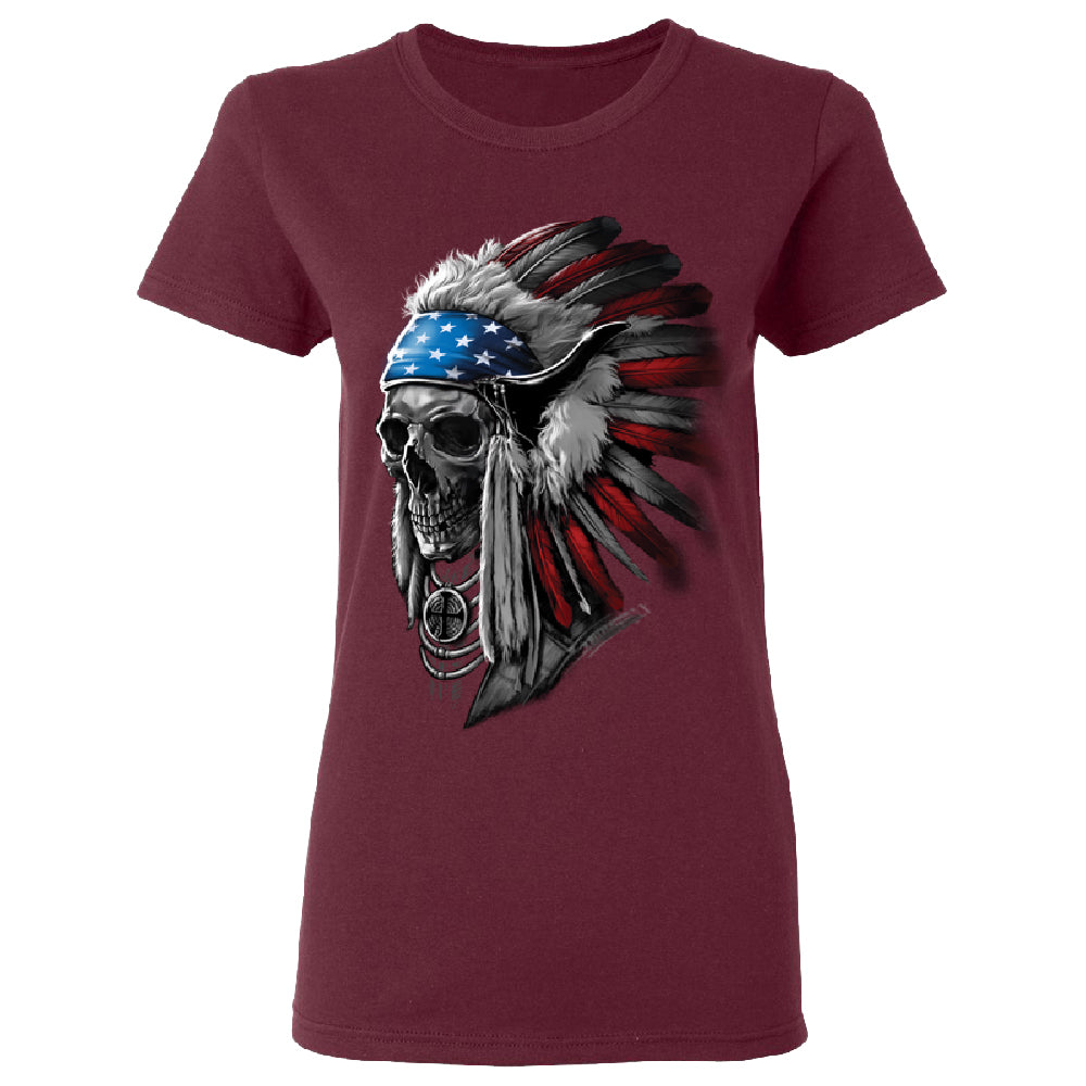 Patriotic Headdress Chief Skull Women's T-Shirt 