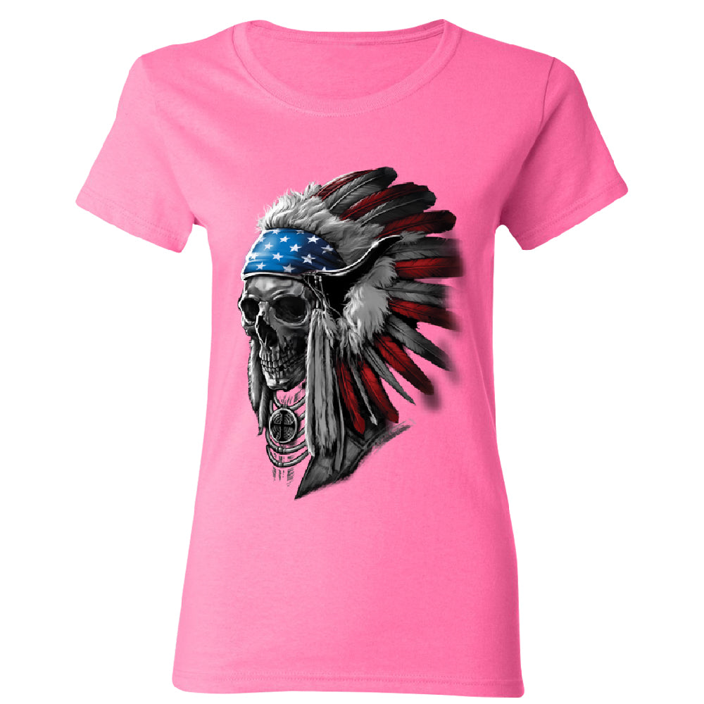 Patriotic Headdress Chief Skull Women's T-Shirt 