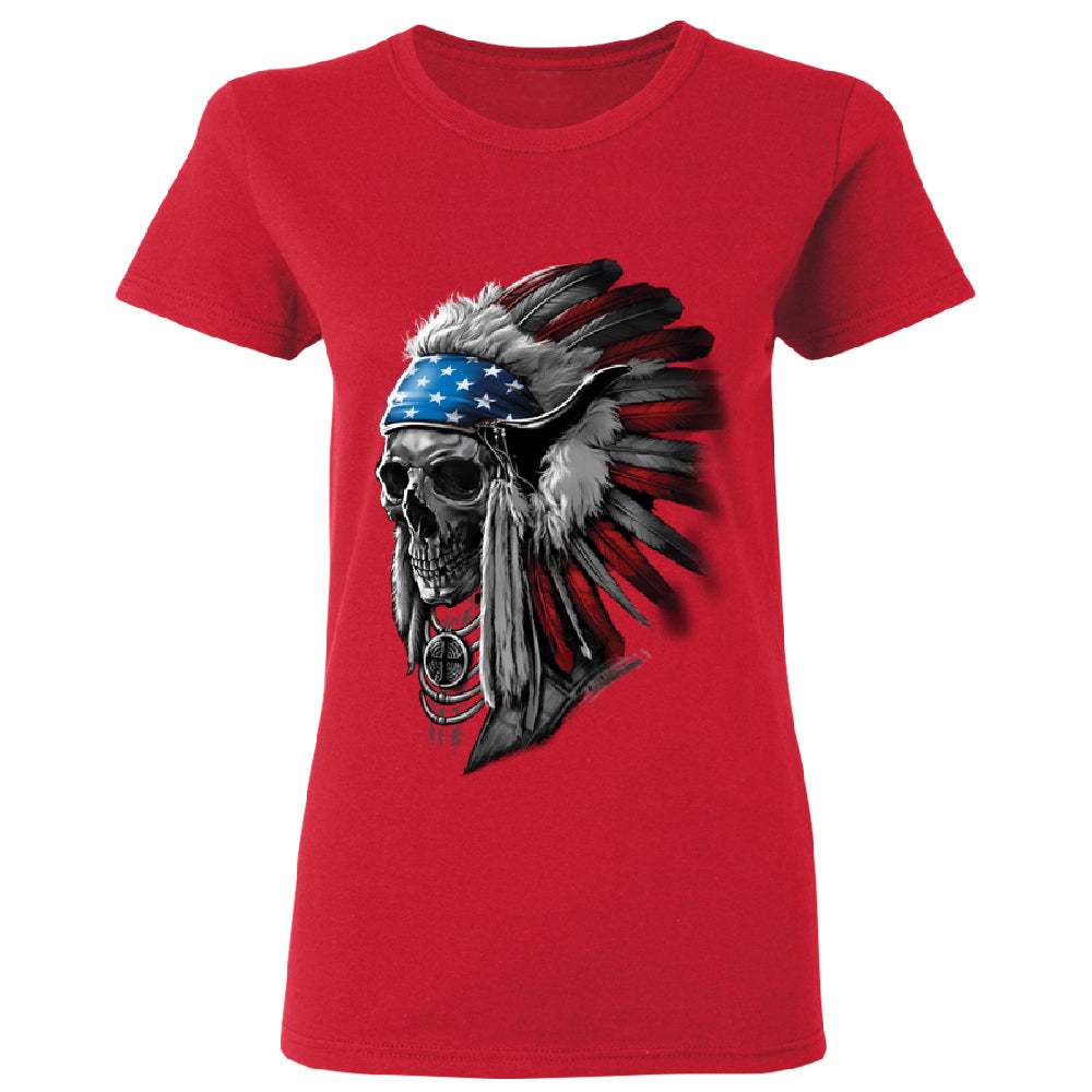 Patriotic Headdress Chief Skull Women's T-Shirt 