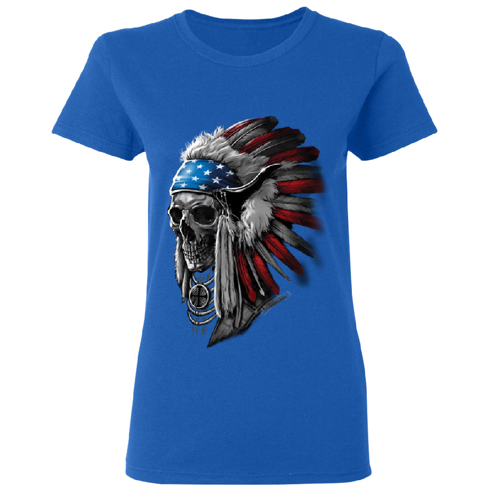 Patriotic Headdress Chief Skull Women's T-Shirt 