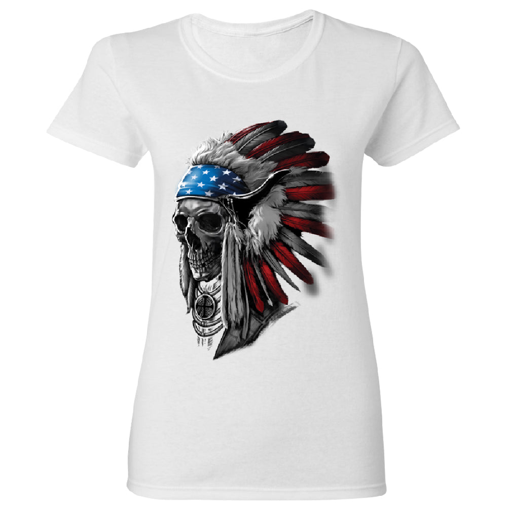 Patriotic Headdress Chief Skull Women's T-Shirt 