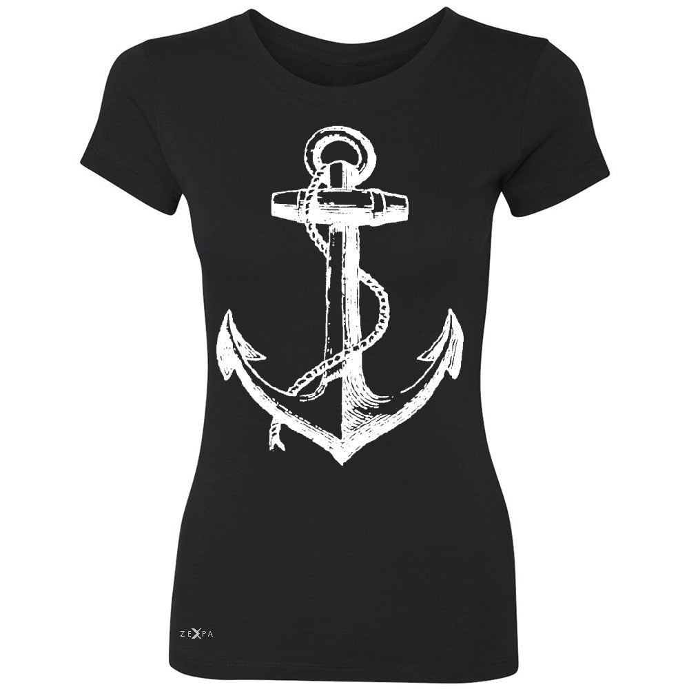 Anchor White Women's T-shirt Nautical Anchor Marine Fashion Tee - Zexpa Apparel Halloween Christmas Shirts