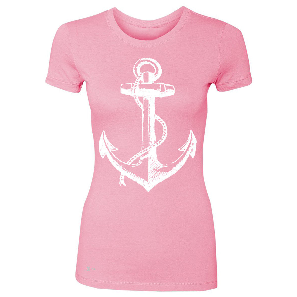 Anchor White Women's T-shirt Nautical Anchor Marine Fashion Tee - Zexpa Apparel Halloween Christmas Shirts