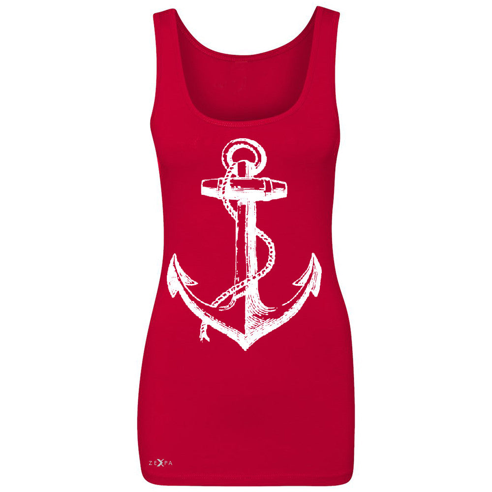 Anchor White Women's Tank Top Nautical Anchor Marine Fashion Sleeveless - Zexpa Apparel Halloween Christmas Shirts