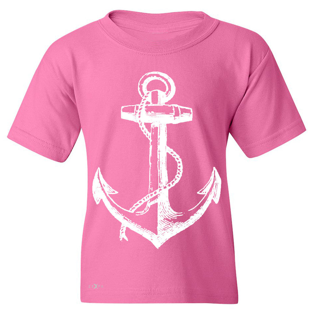 Anchor White Youth T-shirt Nautical Anchor Marine Fashion Tee - Zexpa Apparel Halloween Christmas Shirts