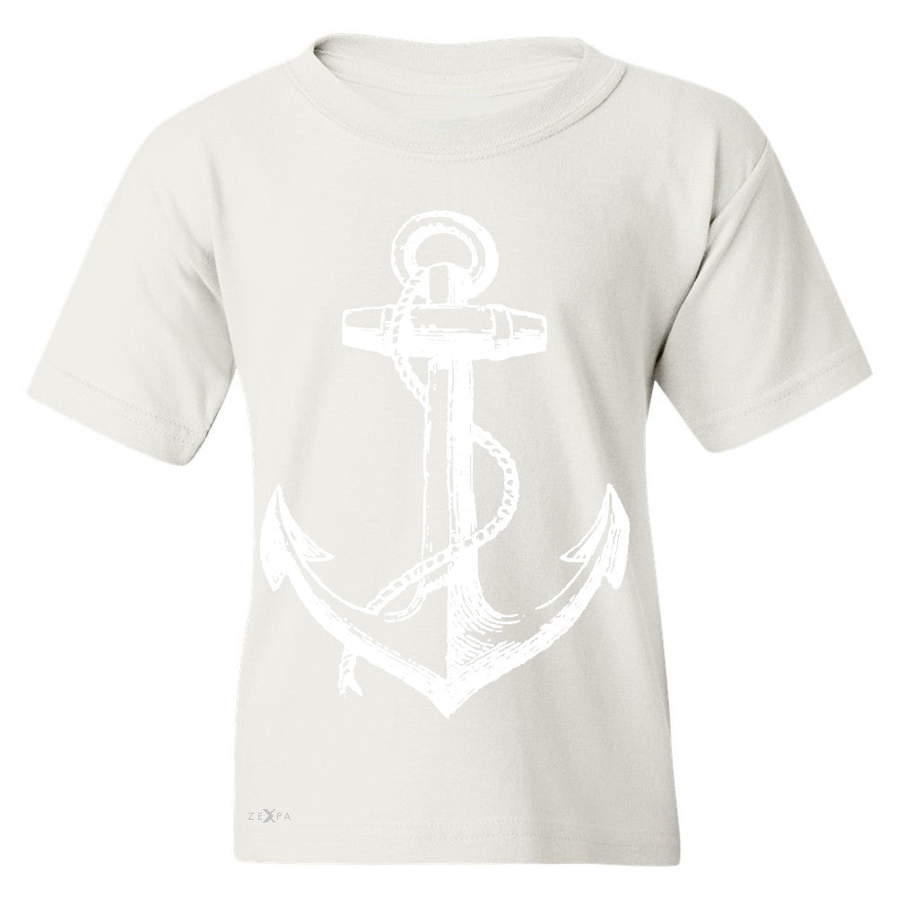 Anchor White Youth T-shirt Nautical Anchor Marine Fashion Tee - Zexpa Apparel Halloween Christmas Shirts