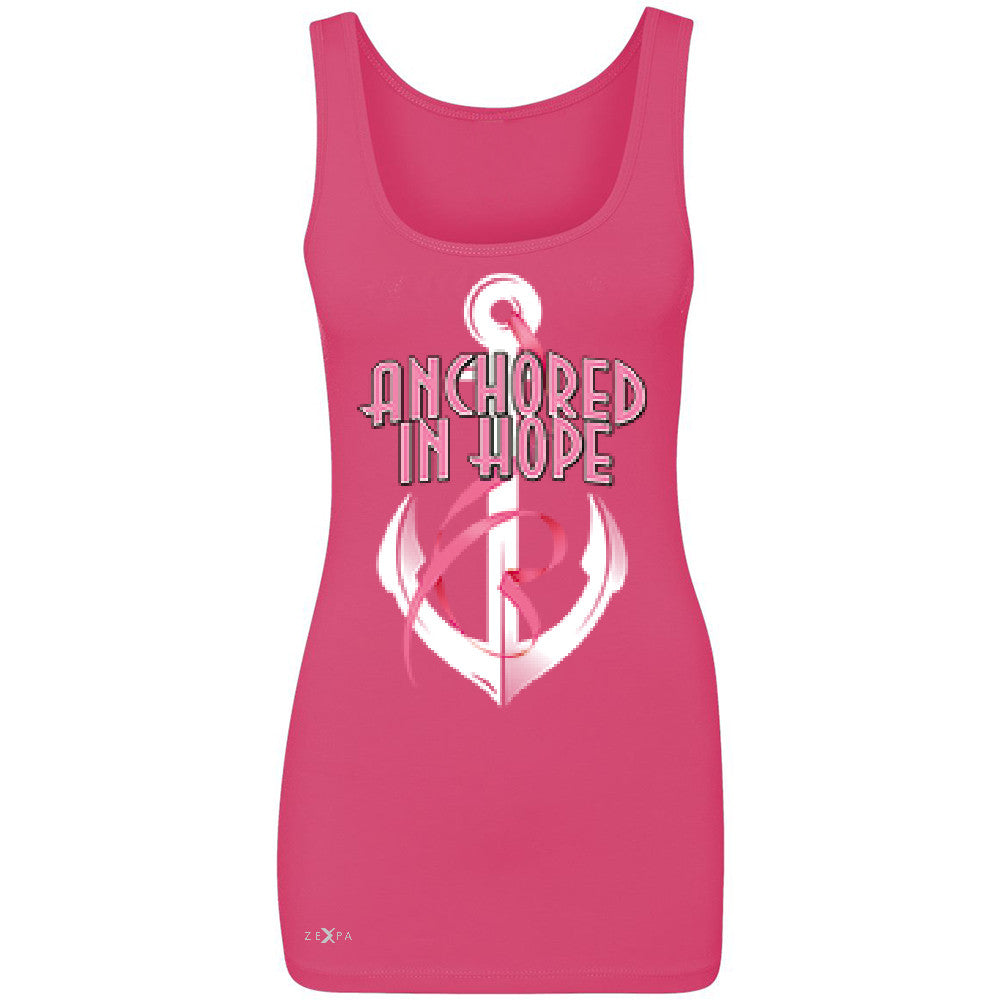 Anchored In Hope Pink RibbonÂ  Women's Tank Top Breat Cancer Awareness Sleeveless - Zexpa Apparel Halloween Christmas Shirts