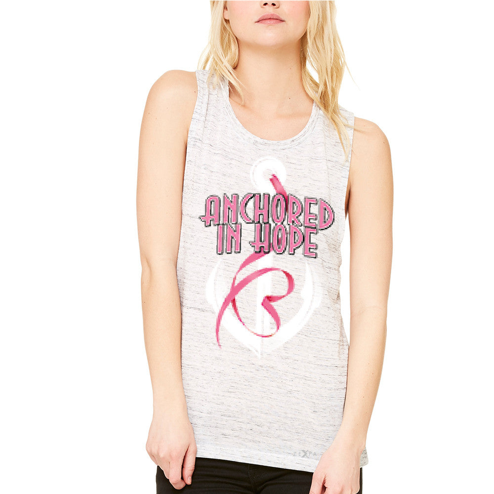 Anchored In Hope Pink RibbonÂ  Women's Muscle Tee Breat Cancer Awareness Tanks - Zexpa Apparel Halloween Christmas Shirts
