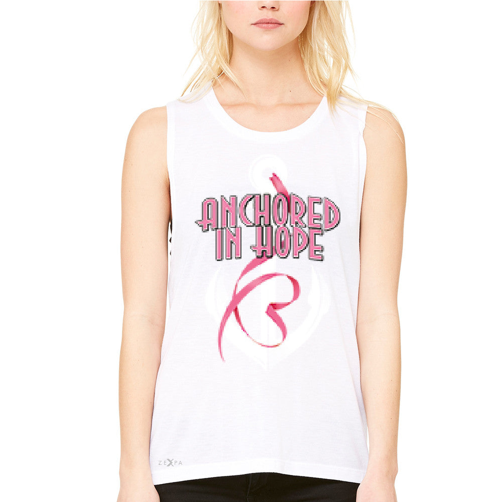 Anchored In Hope Pink RibbonÂ  Women's Muscle Tee Breat Cancer Awareness Tanks - Zexpa Apparel Halloween Christmas Shirts