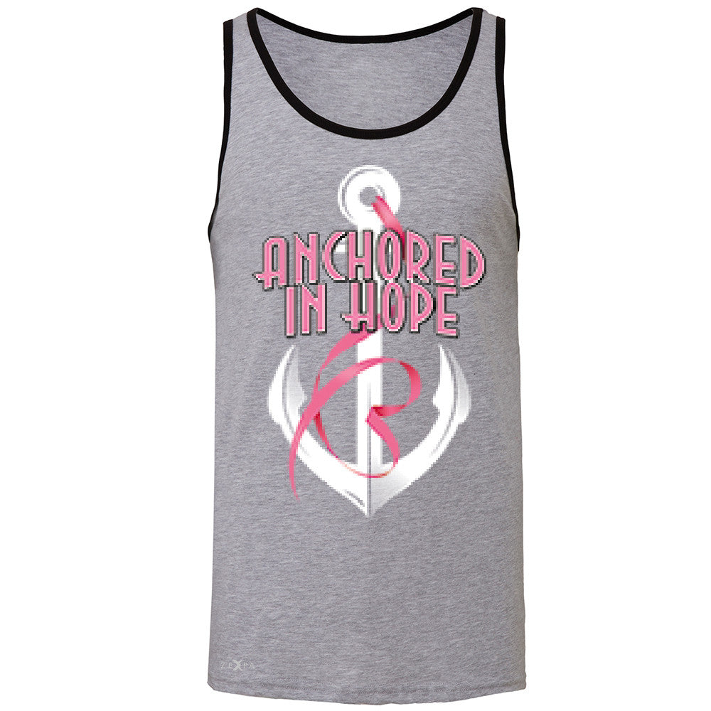Anchored In Hope Pink RibbonÂ  Men's Jersey Tank Breat Cancer Awareness Sleeveless - Zexpa Apparel Halloween Christmas Shirts