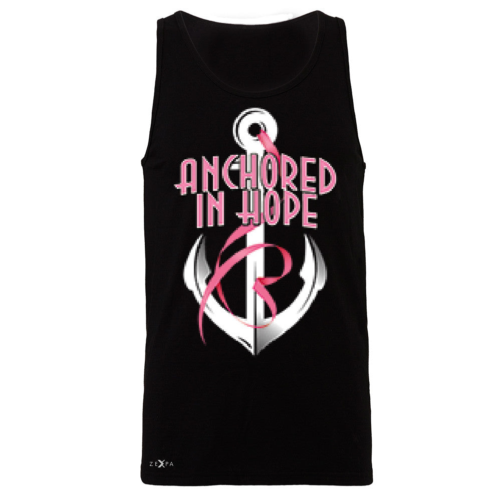 Anchored In Hope Pink RibbonÂ  Men's Jersey Tank Breat Cancer Awareness Sleeveless - Zexpa Apparel Halloween Christmas Shirts