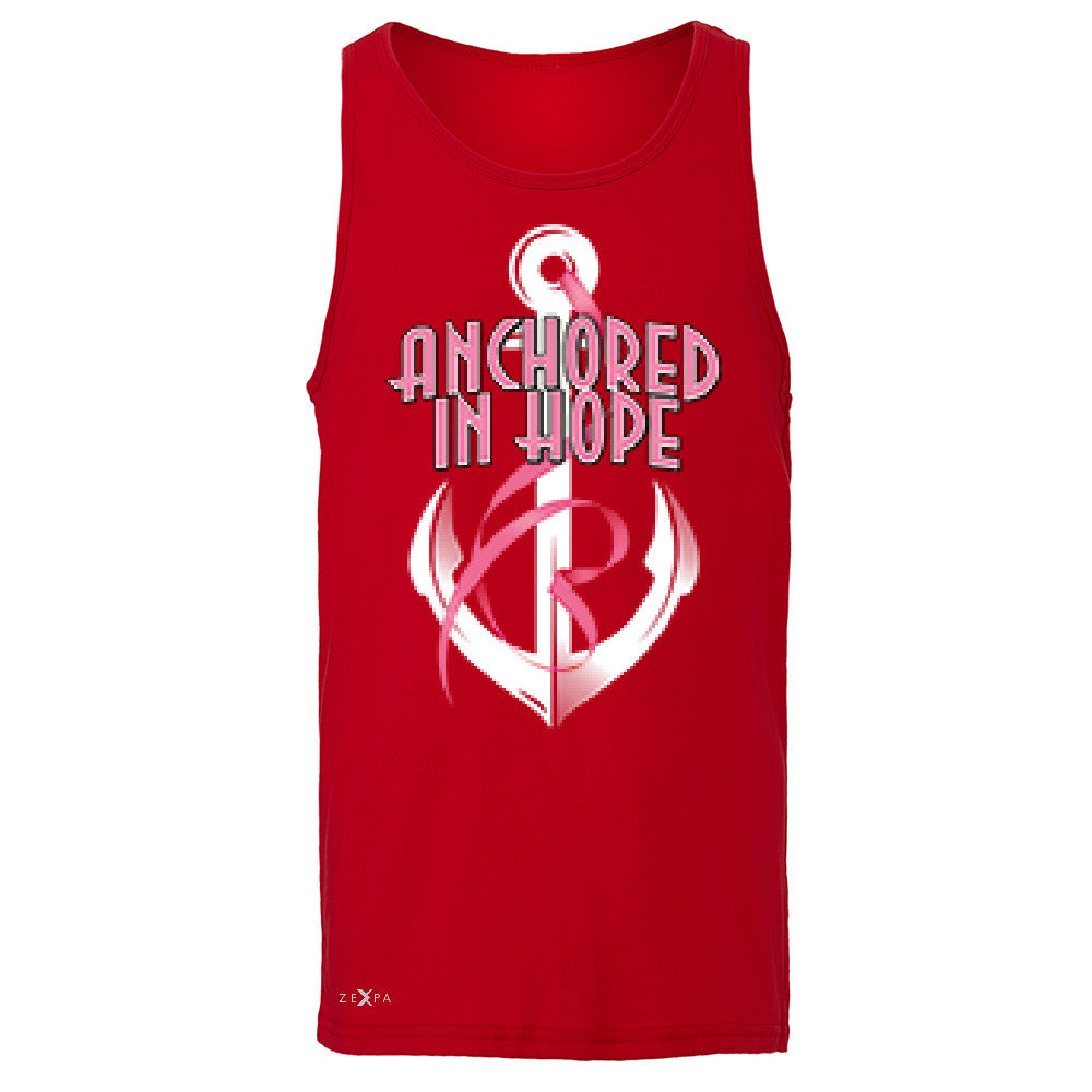 Anchored In Hope Pink RibbonÂ  Men's Jersey Tank Breat Cancer Awareness Sleeveless - Zexpa Apparel Halloween Christmas Shirts