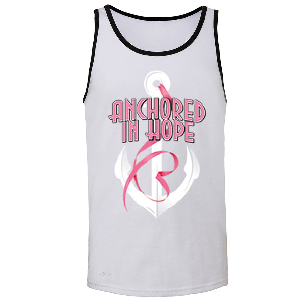Anchored In Hope Pink RibbonÂ  Men's Jersey Tank Breat Cancer Awareness Sleeveless - Zexpa Apparel Halloween Christmas Shirts