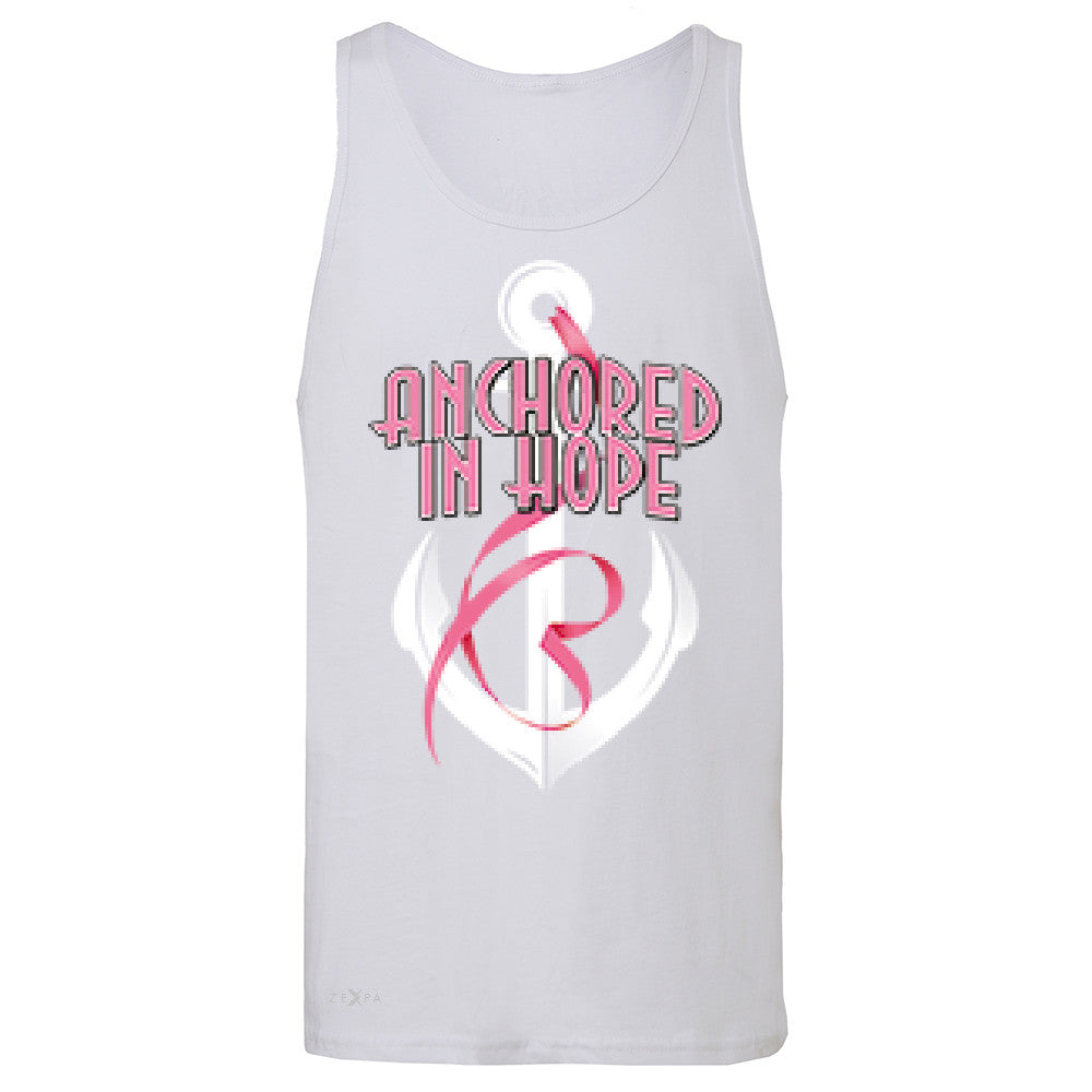 Anchored In Hope Pink RibbonÂ  Men's Jersey Tank Breat Cancer Awareness Sleeveless - Zexpa Apparel Halloween Christmas Shirts
