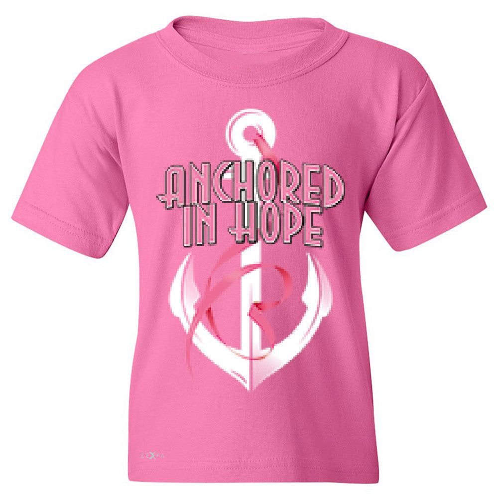 Anchored In Hope Pink RibbonÂ  Youth T-shirt Breat Cancer Awareness Tee - Zexpa Apparel Halloween Christmas Shirts