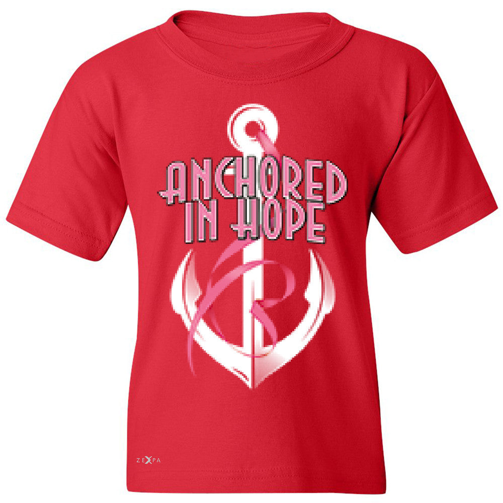 Anchored In Hope Pink RibbonÂ  Youth T-shirt Breat Cancer Awareness Tee - Zexpa Apparel Halloween Christmas Shirts