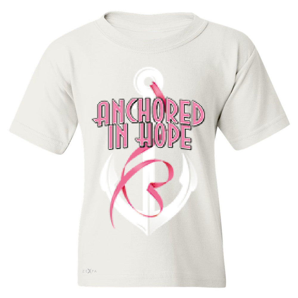 Anchored In Hope Pink RibbonÂ  Youth T-shirt Breat Cancer Awareness Tee - Zexpa Apparel Halloween Christmas Shirts