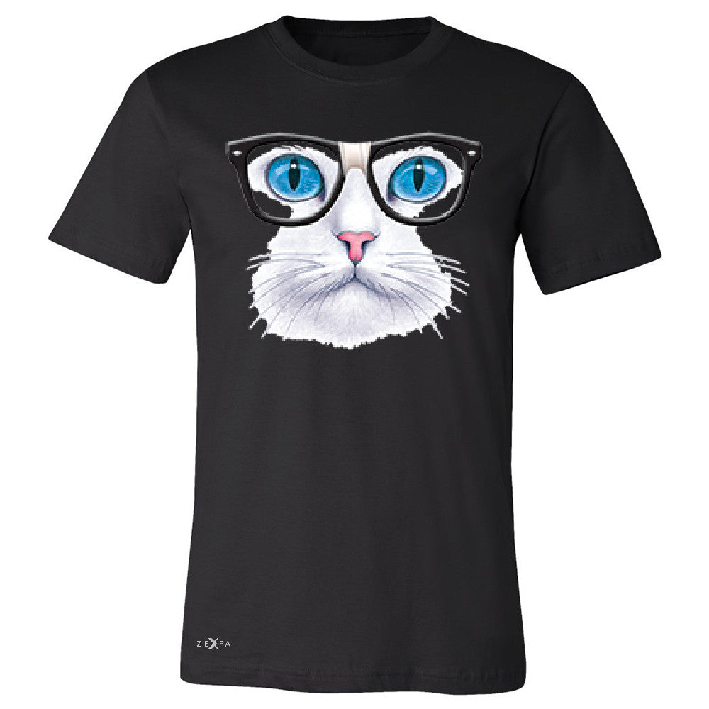 CAT WITH NERD GLASSES Men's T-shirt Kitty Kitten Horn Rim Tee - Zexpa Apparel - 1