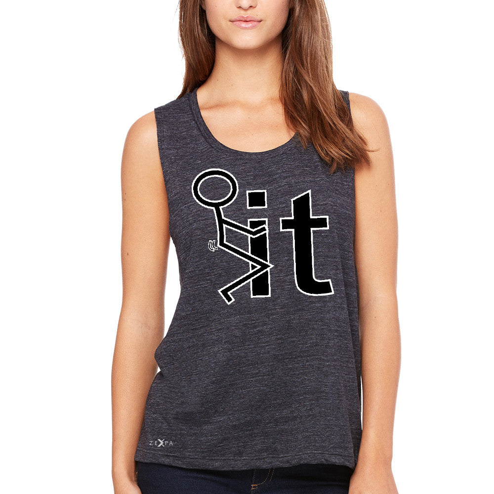 F*ck It Club Stick Man Women's Muscle Tee Funny Cool Expression Tanks - Zexpa Apparel - 1