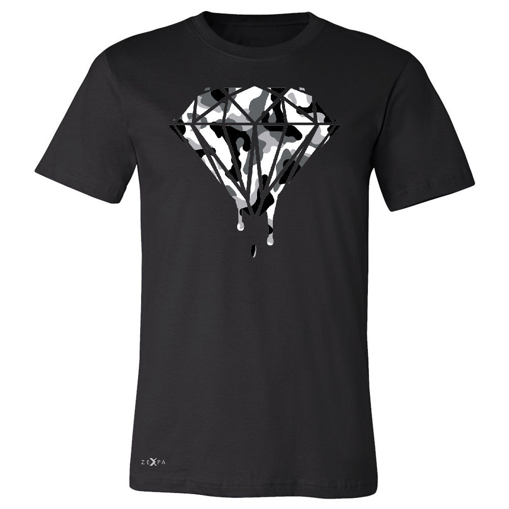 Black n White Camo Dripping Diamond Men's T-shirt Melting Logo Tee - Zexpa Apparel Halloween Christmas Shirts