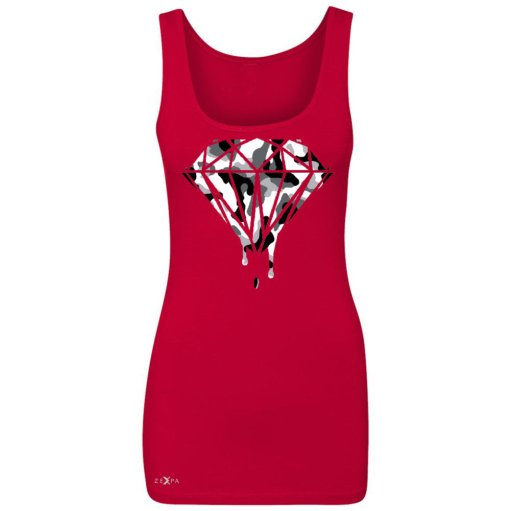 Black n White Camo Dripping Diamond Women's Tank Top Melting Logo Sleeveless - Zexpa Apparel Halloween Christmas Shirts