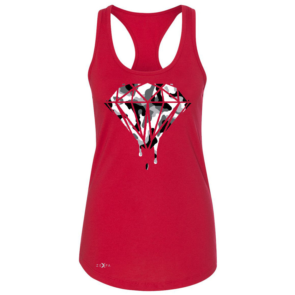 Black n White Camo Dripping Diamond Women's Racerback Melting Logo Sleeveless - Zexpa Apparel Halloween Christmas Shirts