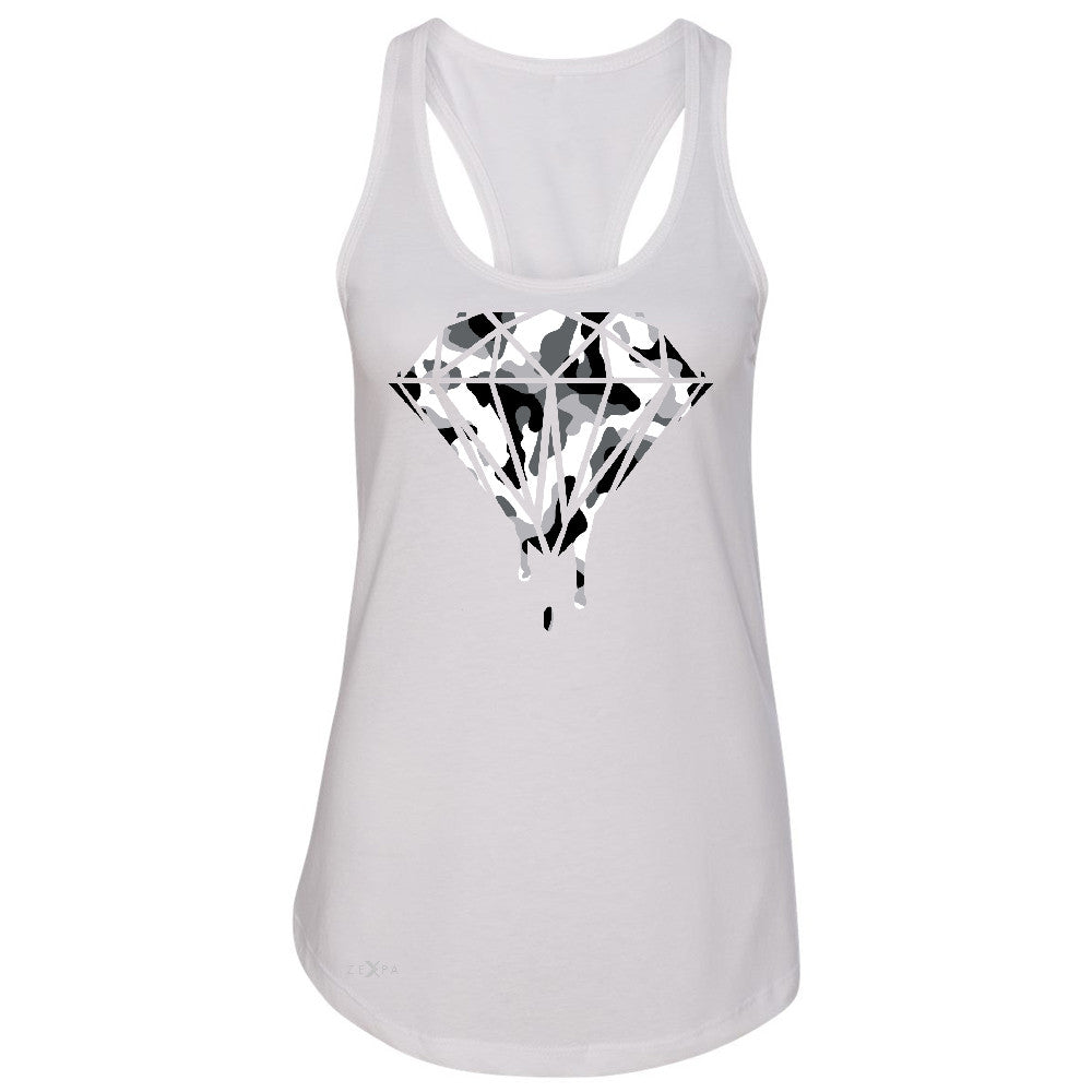Black n White Camo Dripping Diamond Women's Racerback Melting Logo Sleeveless - Zexpa Apparel Halloween Christmas Shirts