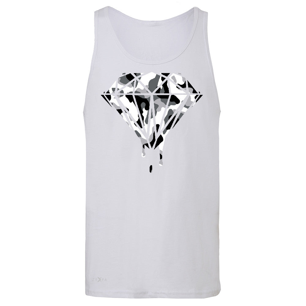 Black n White Camo Dripping Diamond Men's Jersey Tank Melting Logo Sleeveless - Zexpa Apparel Halloween Christmas Shirts