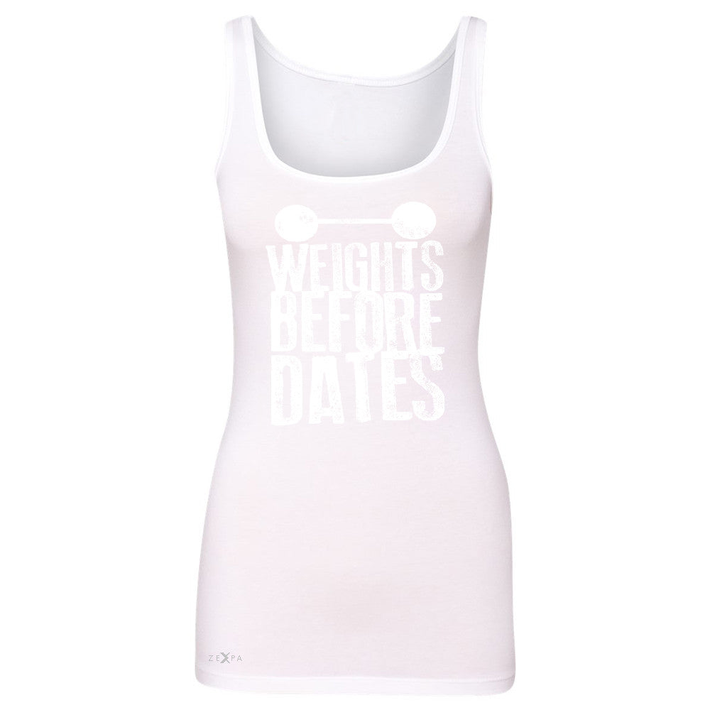 Weights Before Dates Women's Tank Top Cool Bodybuilding Gym Fitness Sleeveless - Zexpa Apparel - 4