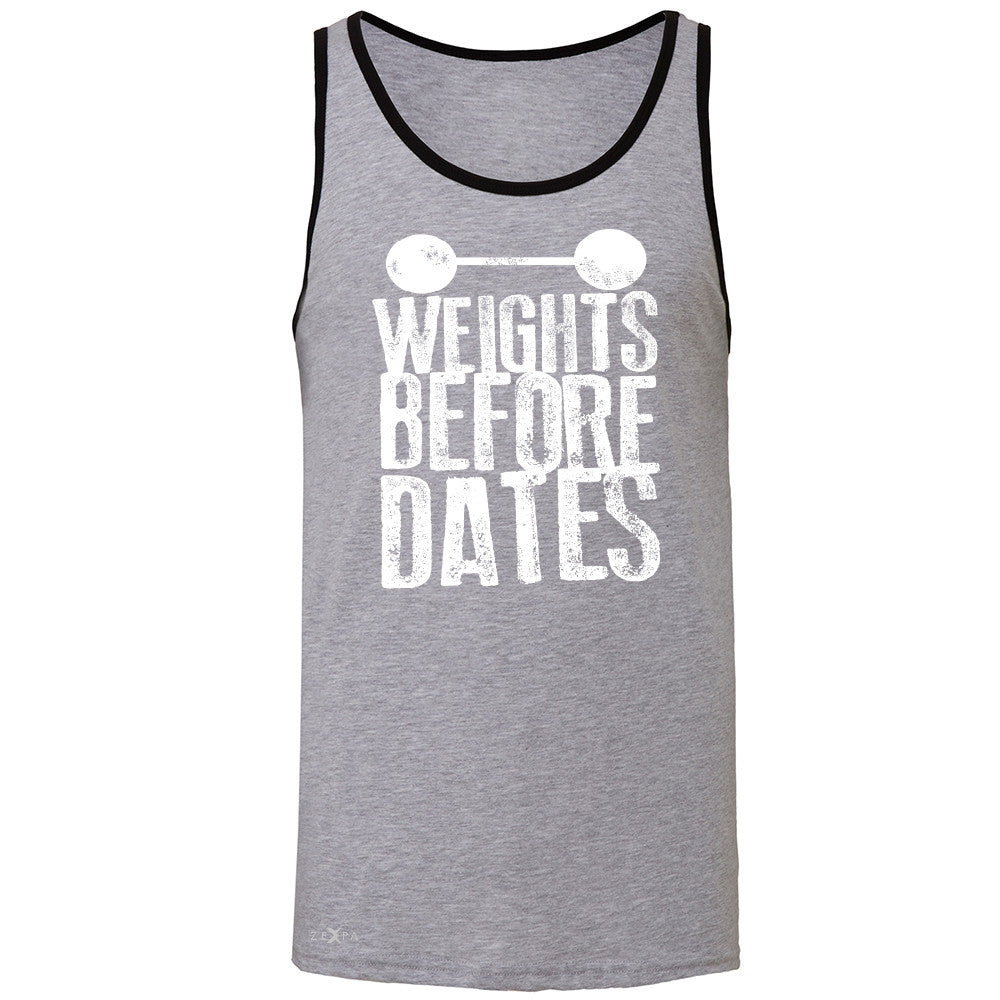 Weights Before Dates Men's Jersey Tank Cool Bodybuilding Gym Fitness Sleeveless - Zexpa Apparel - 2