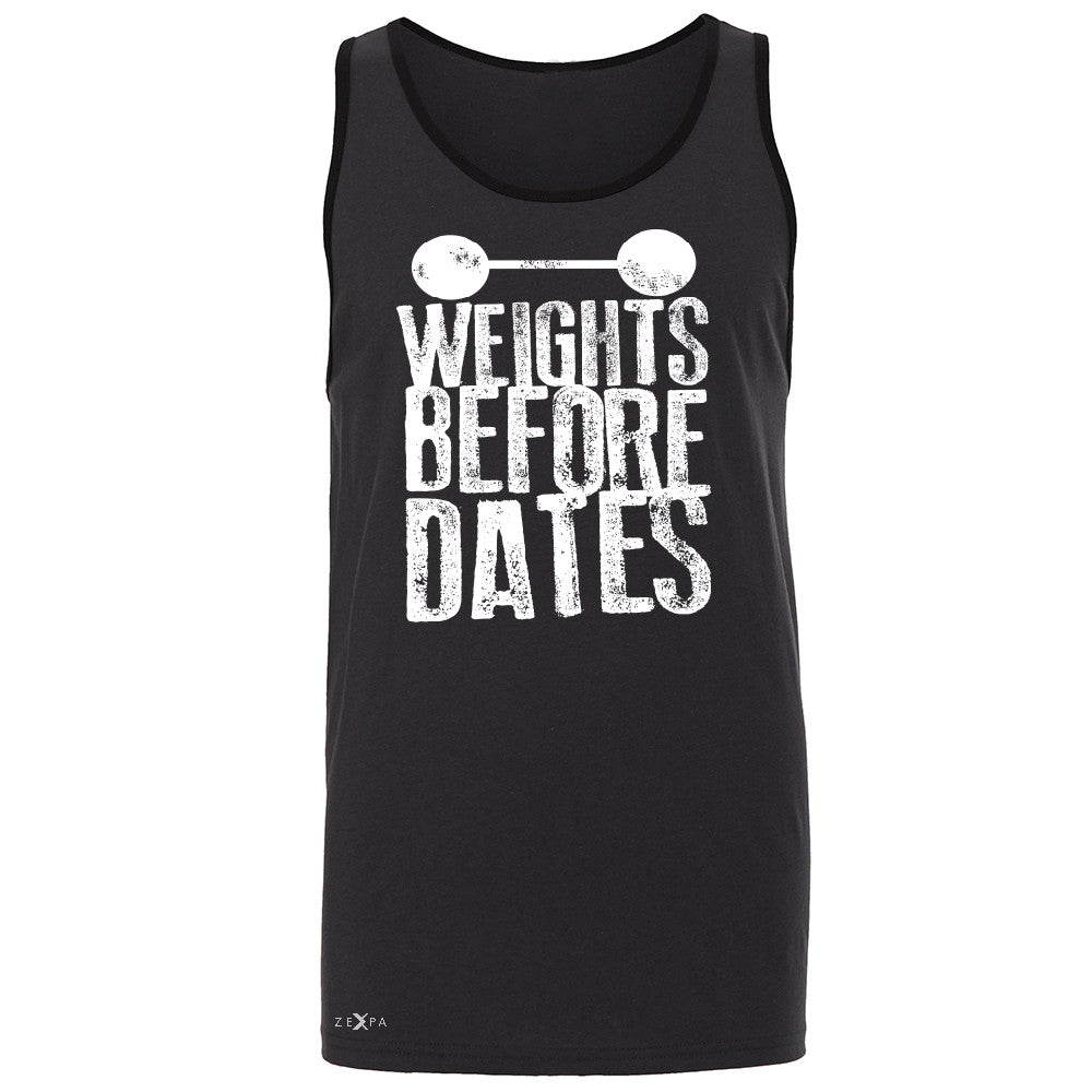 Weights Before Dates Men's Jersey Tank Cool Bodybuilding Gym Fitness Sleeveless - Zexpa Apparel - 3