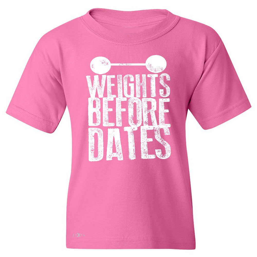 Weights Before Dates Youth T-shirt Cool Bodybuilding Gym Fitness Tee - Zexpa Apparel - 3