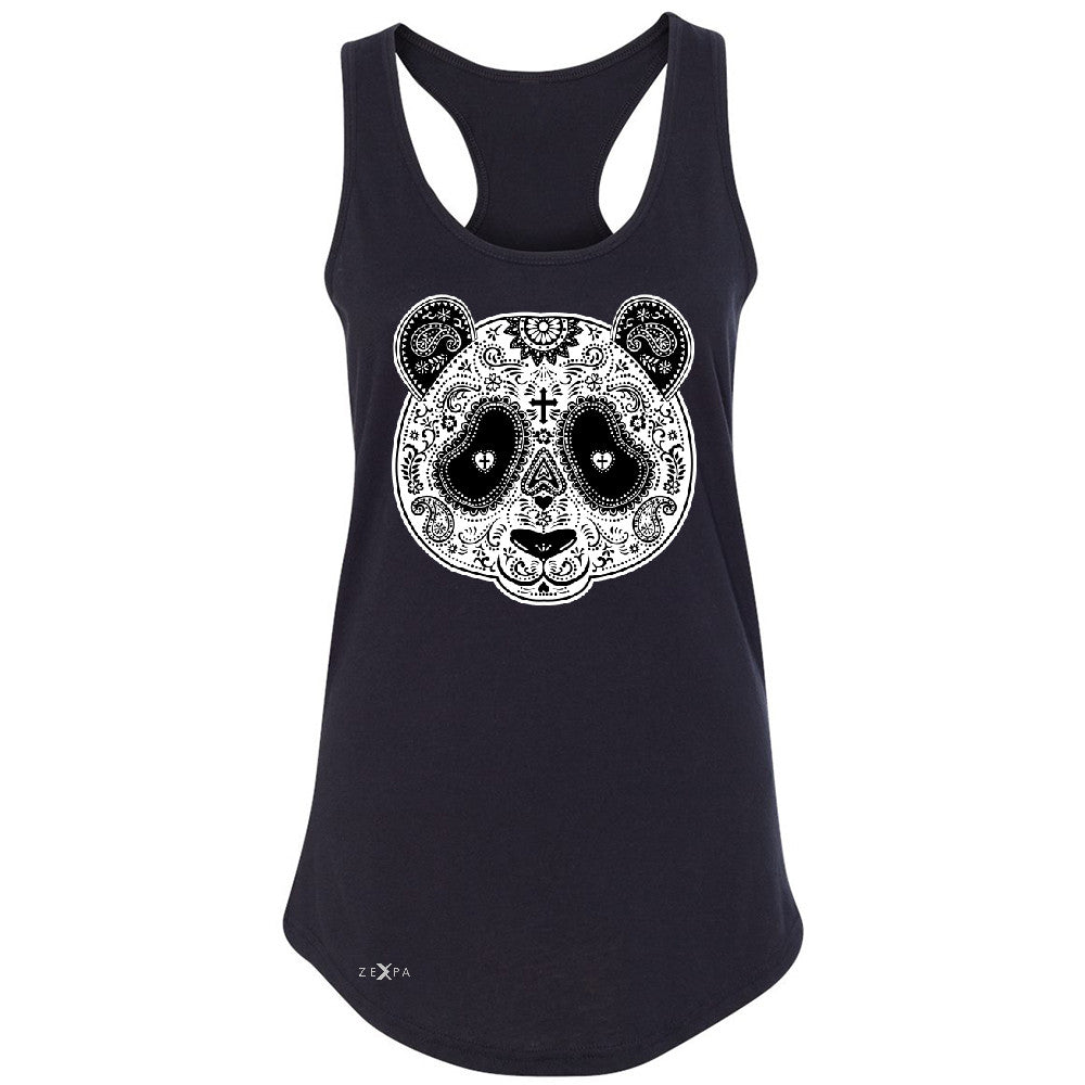 Sugar Skull Panda Women's Racerback Day Of Dead Dia de Muertos Sleeveless - Zexpa Apparel - 1