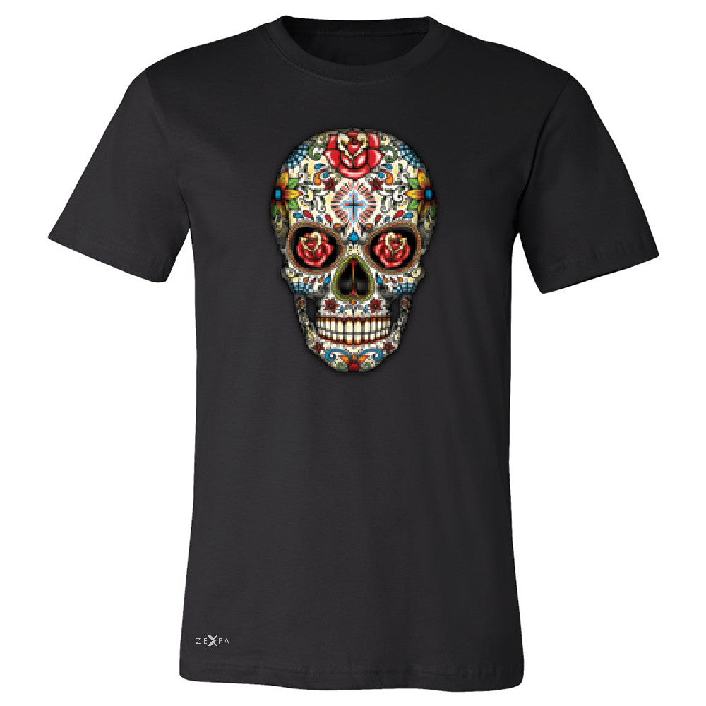 Sugar Skull Red Roses Men's T-shirt Day of Dead Dia de Muertos Tee - Zexpa Apparel - 1