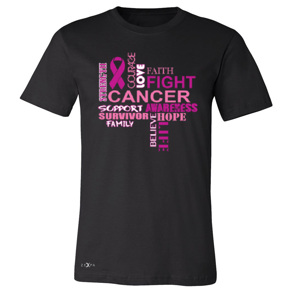 Love Fight Cancer Words Men's T-shirt Breast Cancer Awareness Tee - Zexpa Apparel - 1