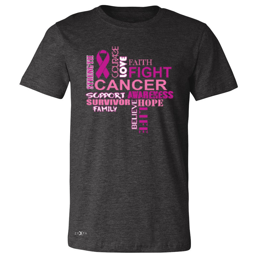 Love Fight Cancer Words Men's T-shirt Breast Cancer Awareness Tee - Zexpa Apparel - 2