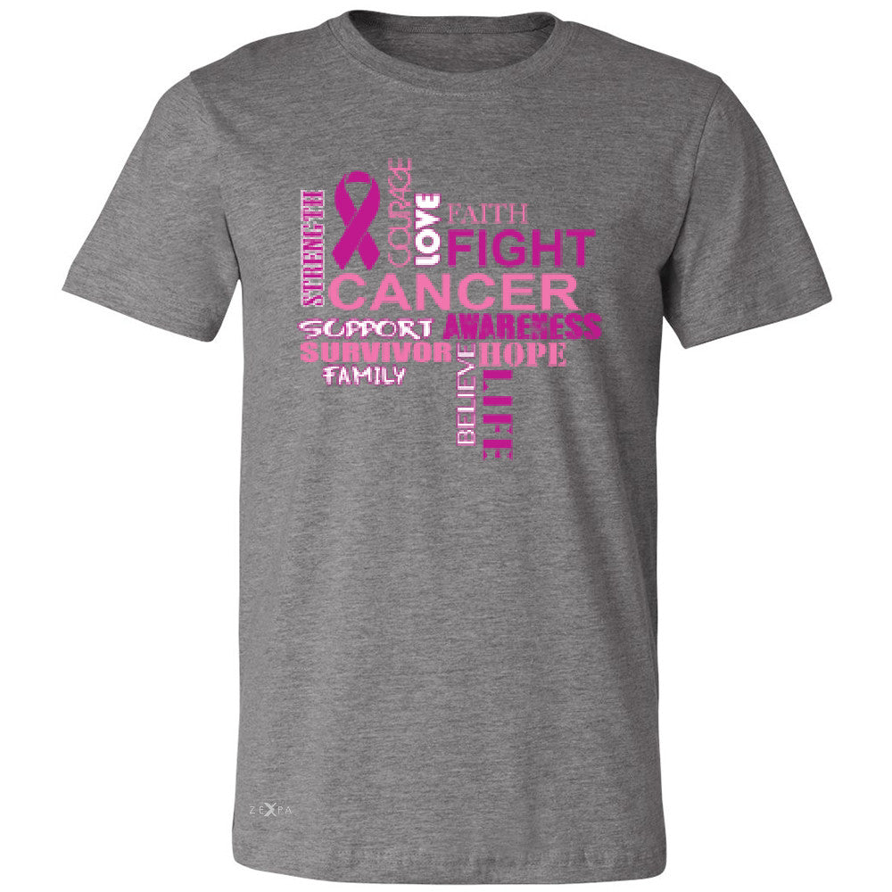 Love Fight Cancer Words Men's T-shirt Breast Cancer Awareness Tee - Zexpa Apparel - 3