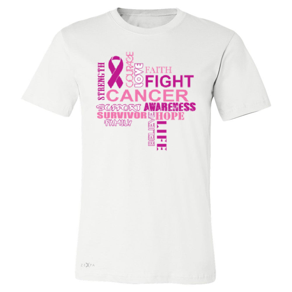 Love Fight Cancer Words Men's T-shirt Breast Cancer Awareness Tee - Zexpa Apparel - 6